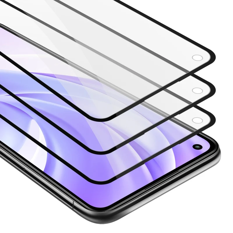 Cadorabo 3x Vollbild Panzer Folie kompatibel mit Xiaomi Mi 11 LITE (4G / 5G) / 11 LITE NE - Schutzfolie 3er Pack Gehärtetes (Tempered) Display-Schutzglas in 9H Härte mit 3D Touch