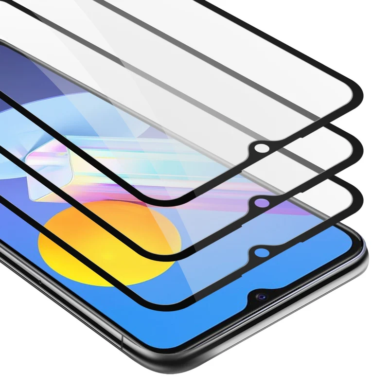 Cadorabo 3x Vollbild Panzer Folie kompatibel mit Vivo Y52 5G / Y72 5G - Schutzfolie 3er Pack Gehärtetes (Tempered) Display-Schutzglas in 9H Härte mit 3D Touch