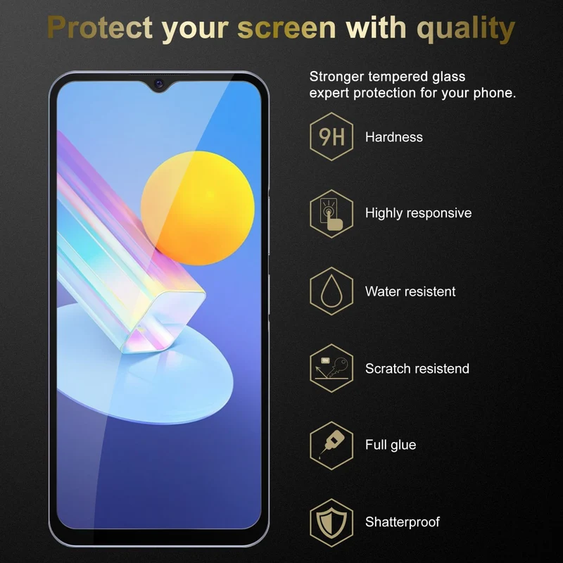 Cadorabo 3x Vollbild Panzer Folie kompatibel mit Vivo Y52 5G / Y72 5G - Schutzfolie 3er Pack Gehärtetes (Tempered) Display-Schutzglas in 9H Härte mit 3D Touch
