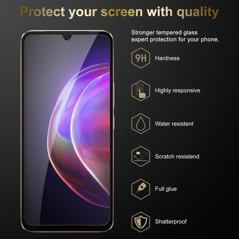 Cadorabo Vollbild Panzer Folie kompatibel mit Vivo V21 4G / 5G - Schutzfolie Gehärtetes (Tempered) Display-Schutzglas in 9H Härte mit 3D Touch