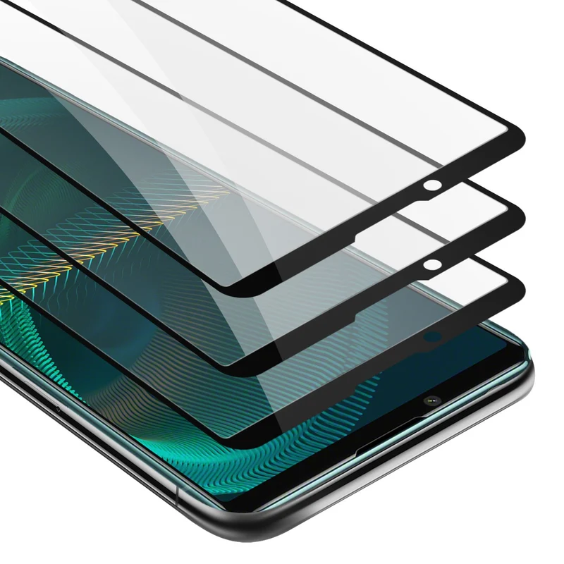Cadorabo 3x Vollbild Panzer Folie kompatibel mit Sony Xperia 5 III - Schutzfolie 3er Pack Gehärtetes (Tempered) Display-Schutzglas in 9H Härte mit 3D Touch