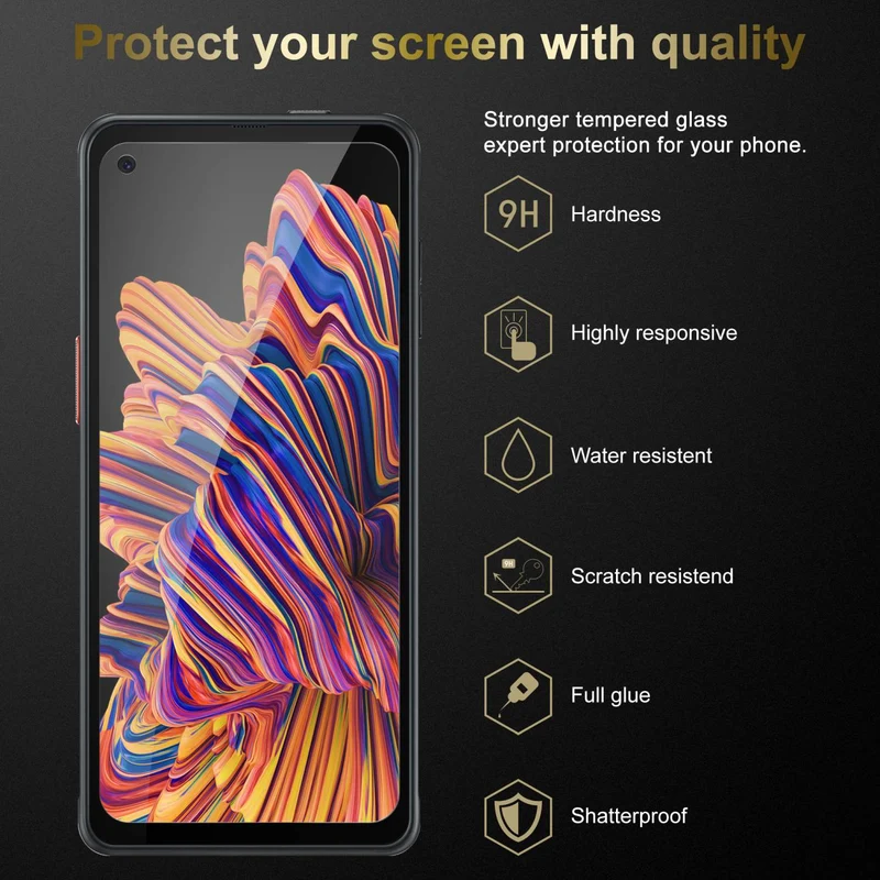 Cadorabo 3x Vollbild Panzer Folie kompatibel mit Samsung Galaxy XCover PRO - Schutzfolie 3er Pack Gehärtetes (Tempered) Display-Schutzglas in 9H Härte mit 3D Touch