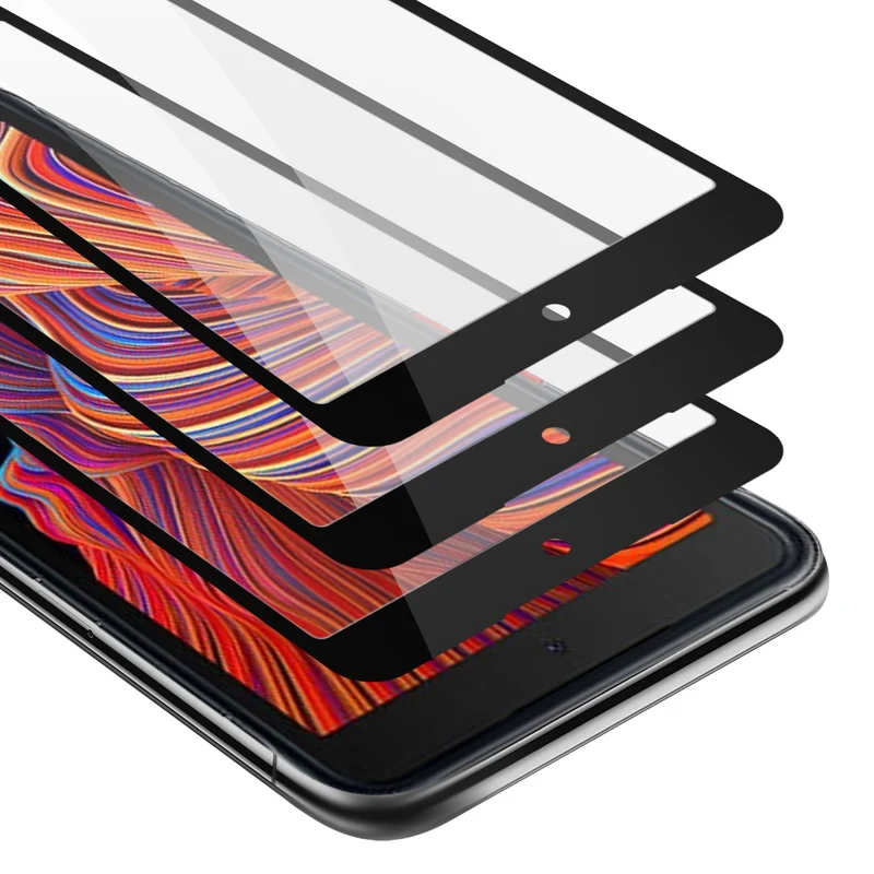 Cadorabo 3x Vollbild Panzer Folie kompatibel mit Samsung Galaxy XCover 5 - Schutzfolie 3er Pack Gehärtetes (Tempered) Display-Schutzglas in 9H Härte mit 3D Touch