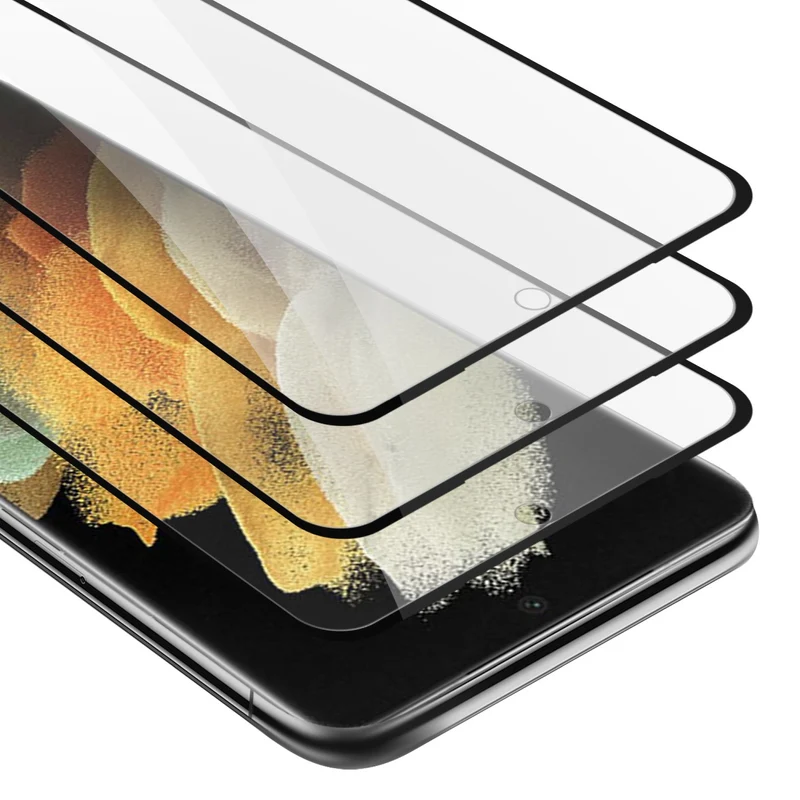 Cadorabo 3x Vollbild Panzer Folie kompatibel mit Samsung Galaxy S22 ULTRA - Schutzfolie 3er Pack Gehärtetes (Tempered) Display-Schutzglas in 9H Härte mit 3D Touch