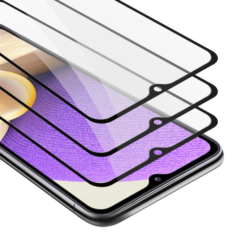 Cadorabo 3x Vollbild Panzer Folie kompatibel mit Samsung Galaxy A33 5G - Schutzfolie 3er Pack Gehärtetes (Tempered) Display-Schutzglas in 9H Härte mit 3D Touch