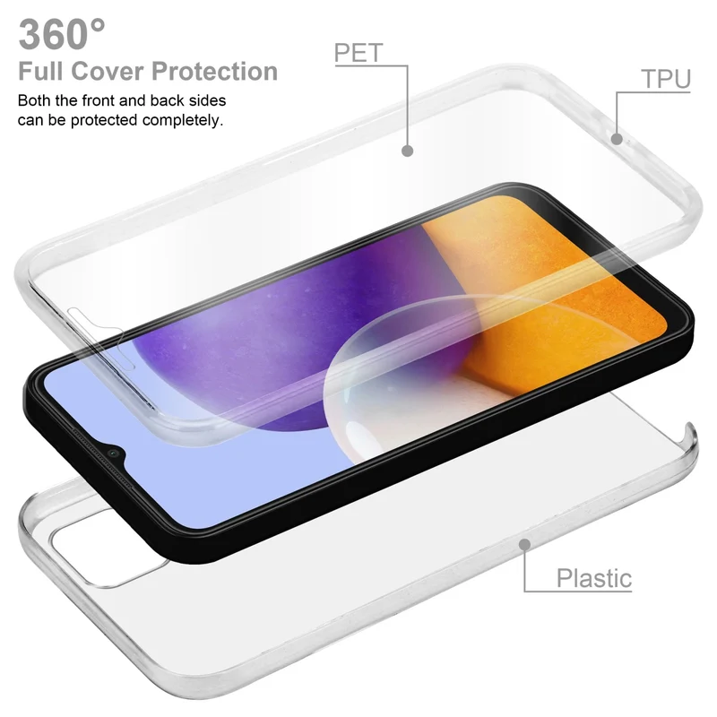 Cadorabo Hülle kompatibel mit Samsung Galaxy A22 5G 360? Full Body Schutzhülle - Front- und Rückenschutz, Rundumschutz mit Displayschutz