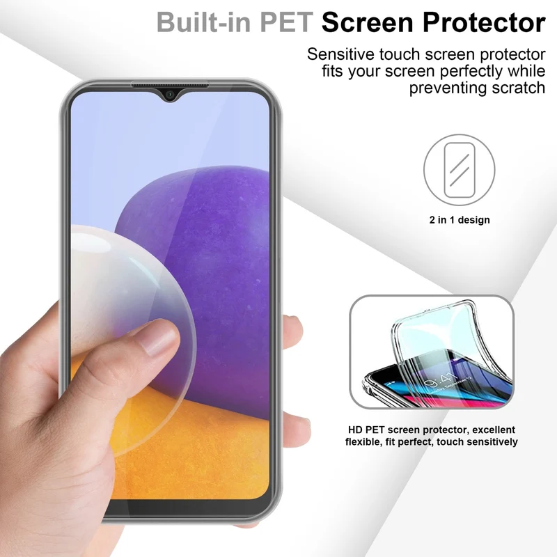 Cadorabo Hülle kompatibel mit Samsung Galaxy A22 5G 360? Full Body Schutzhülle - Front- und Rückenschutz, Rundumschutz mit Displayschutz