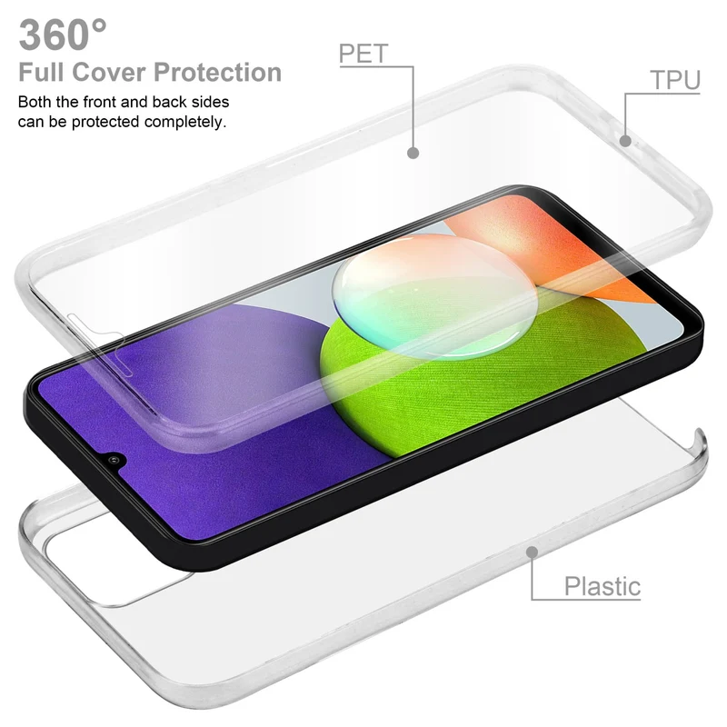 Cadorabo Hülle kompatibel mit Samsung Galaxy A22 4G / M22 / M32 4G 360? Full Body Schutzhülle - Front- und Rückenschutz, Rundumschutz mit Displayschutz