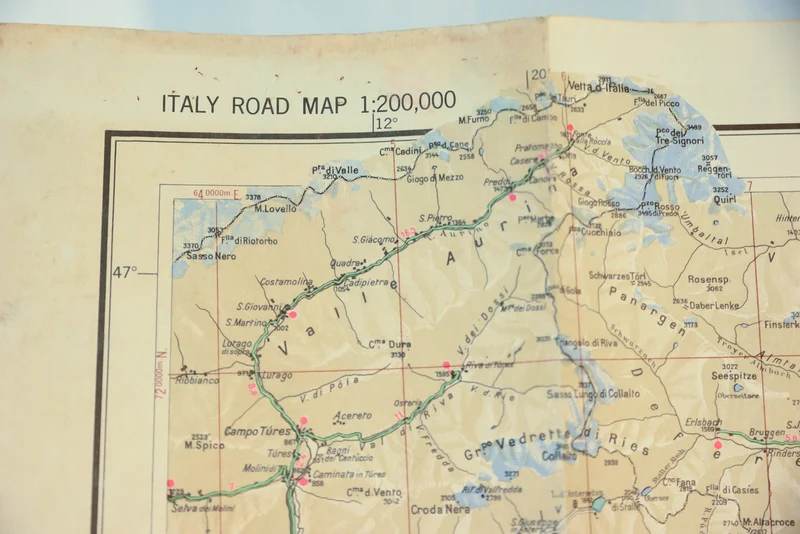 Straßenkarte Italien – 1943 – Karnien, Österreich und Slowenien