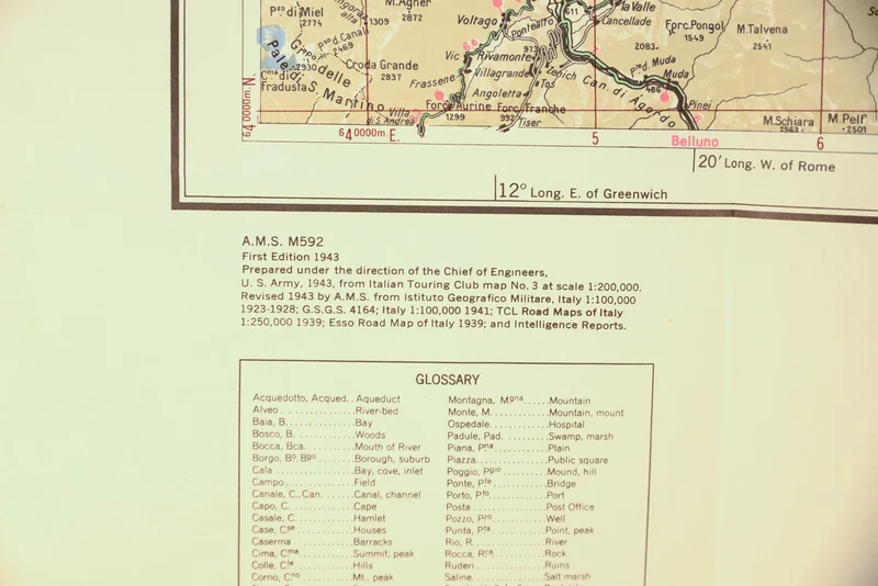 Straßenkarte Italien – 1943 – Karnien, Österreich und Slowenien