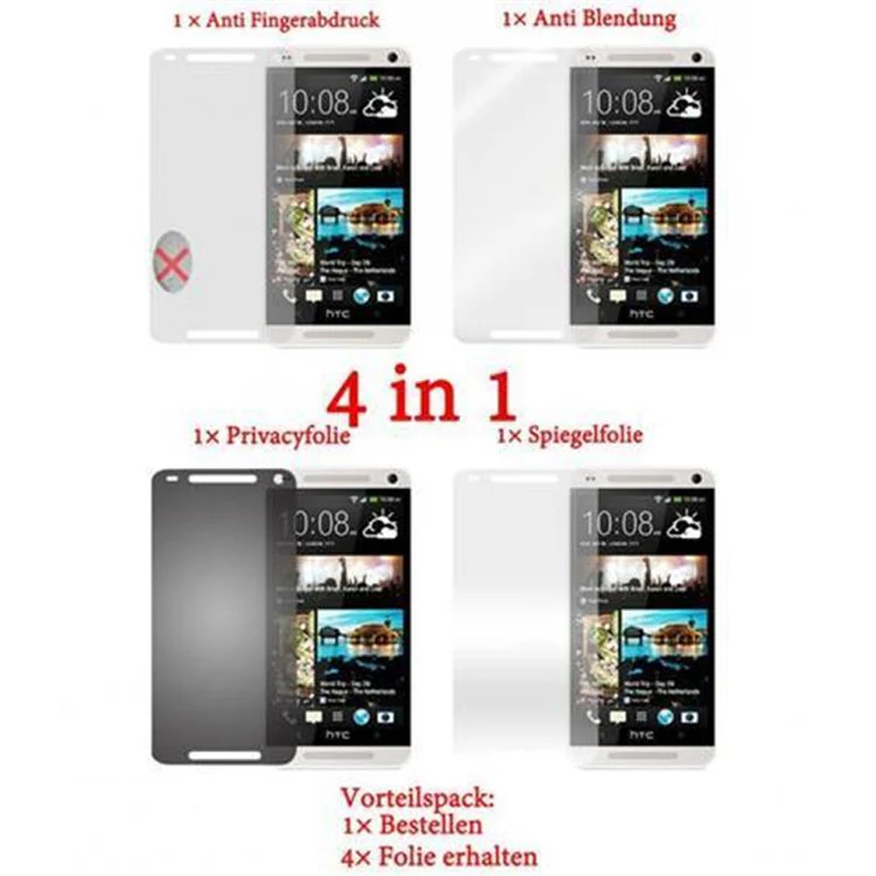 Cadorabo Displayschutzfolien kompatibel mit HTC ONE M4 MINI - Schutzfolien 4 Folien (1x Privacy - 1x Spiegel - 1x Matt - 1x Anti-Fingerabdruck)