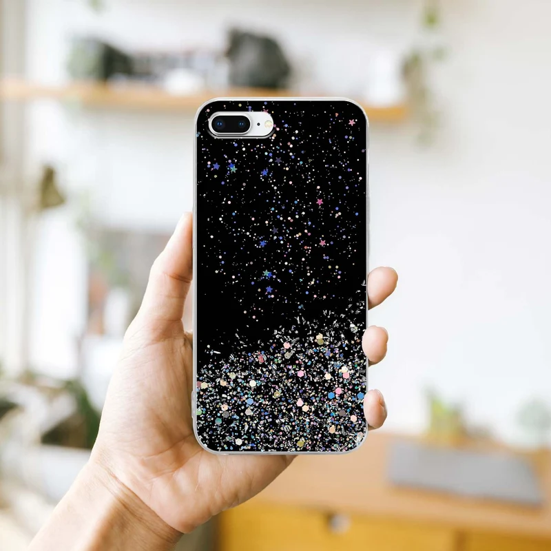Cadorabo Hülle kompatibel mit Apple iPhone 7 PLUS / 7S PLUS / 8 PLUS Schutzhülle aus flexiblem TPU Silikon mit funkelnden Glitter