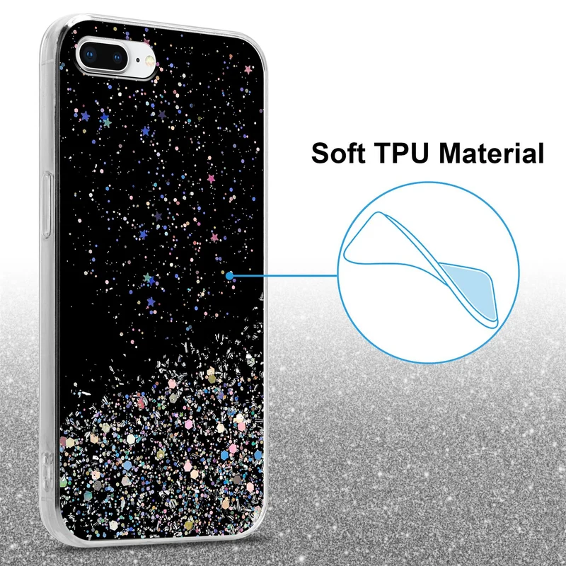 Cadorabo Hülle kompatibel mit Apple iPhone 7 PLUS / 7S PLUS / 8 PLUS Schutzhülle aus flexiblem TPU Silikon mit funkelnden Glitter