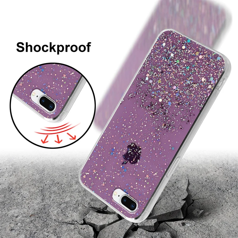 Cadorabo Hülle kompatibel mit Apple iPhone 7 PLUS / 7S PLUS / 8 PLUS Schutzhülle aus flexiblem TPU Silikon mit funkelnden Glitter