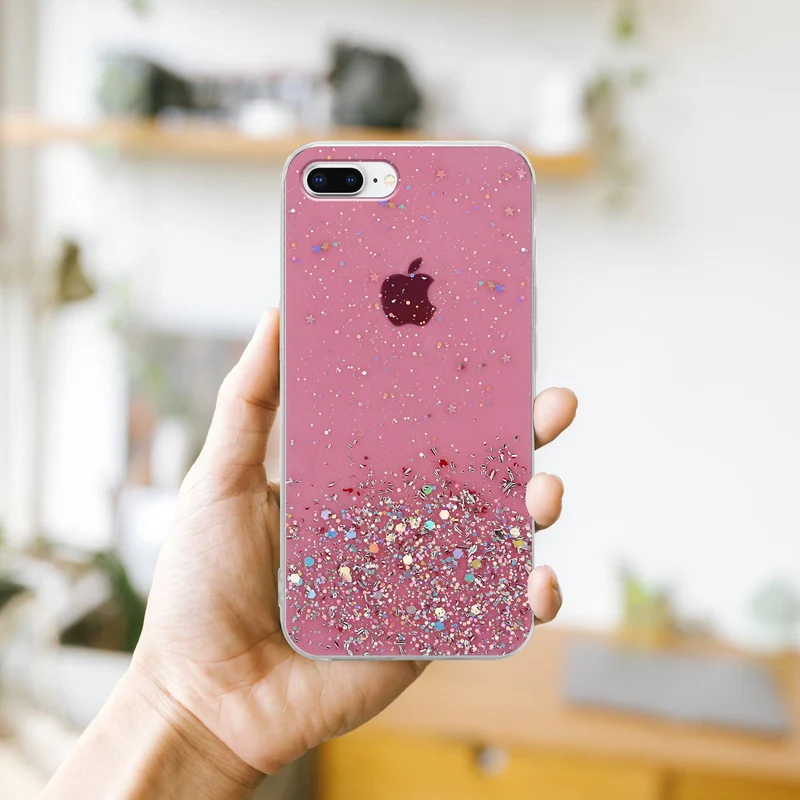 Cadorabo Hülle kompatibel mit Apple iPhone 7 PLUS / 7S PLUS / 8 PLUS Schutzhülle aus flexiblem TPU Silikon mit funkelnden Glitter
