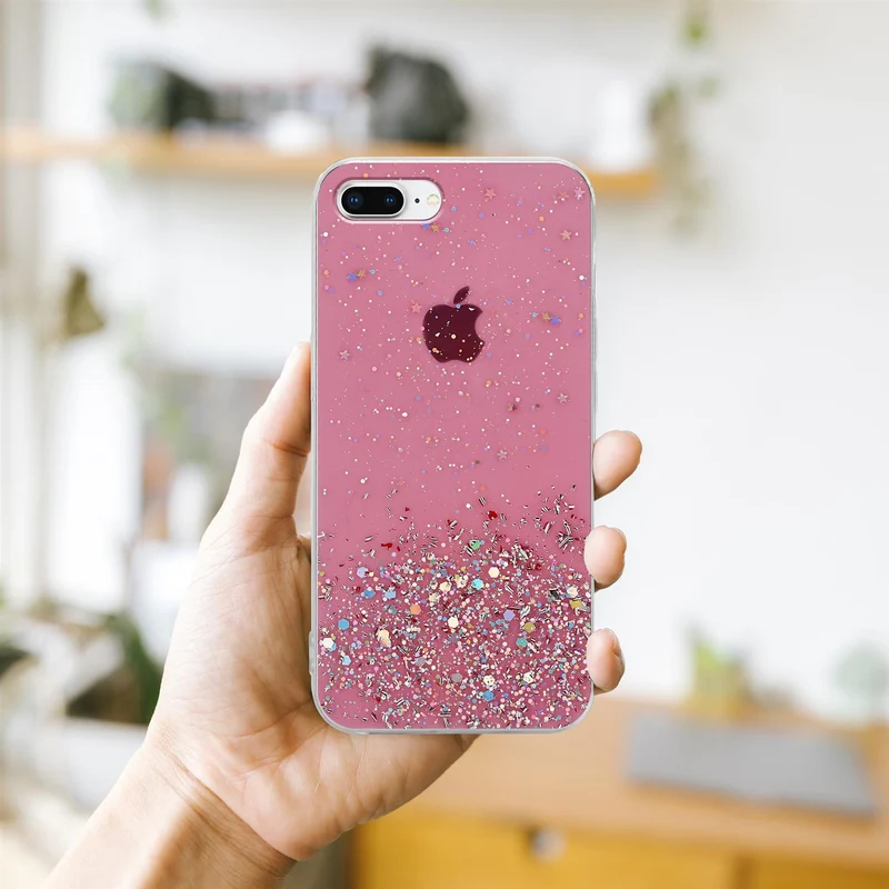 Cadorabo Hülle kompatibel mit Apple iPhone 7 PLUS / 7S PLUS / 8 PLUS Schutzhülle aus flexiblem TPU Silikon mit funkelnden Glitter