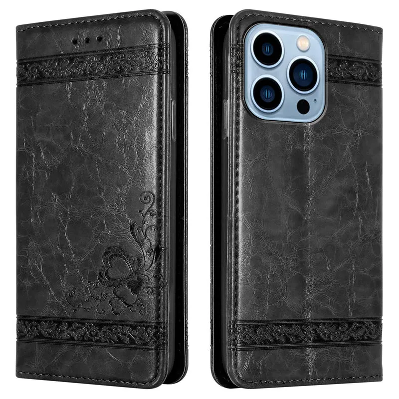 Cadorabo Hülle kompatibel mit Apple iPhone 13 PRO MAX mit Ornamenten - Schutzhülle mit Magnetverschluss, Standfunktion und Kartenfach