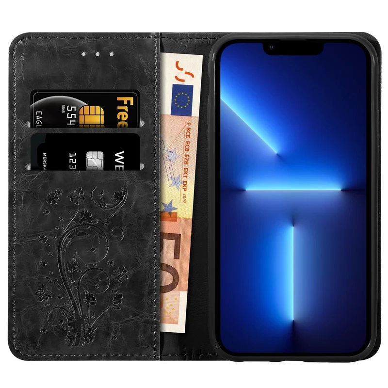 Cadorabo Hülle kompatibel mit Apple iPhone 13 PRO MAX mit Ornamenten - Schutzhülle mit Magnetverschluss, Standfunktion und Kartenfach