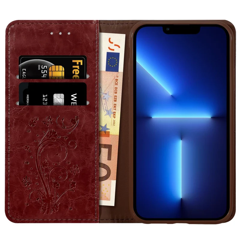 Cadorabo Hülle kompatibel mit Apple iPhone 13 PRO MAX mit Ornamenten - Schutzhülle mit Magnetverschluss, Standfunktion und Kartenfach