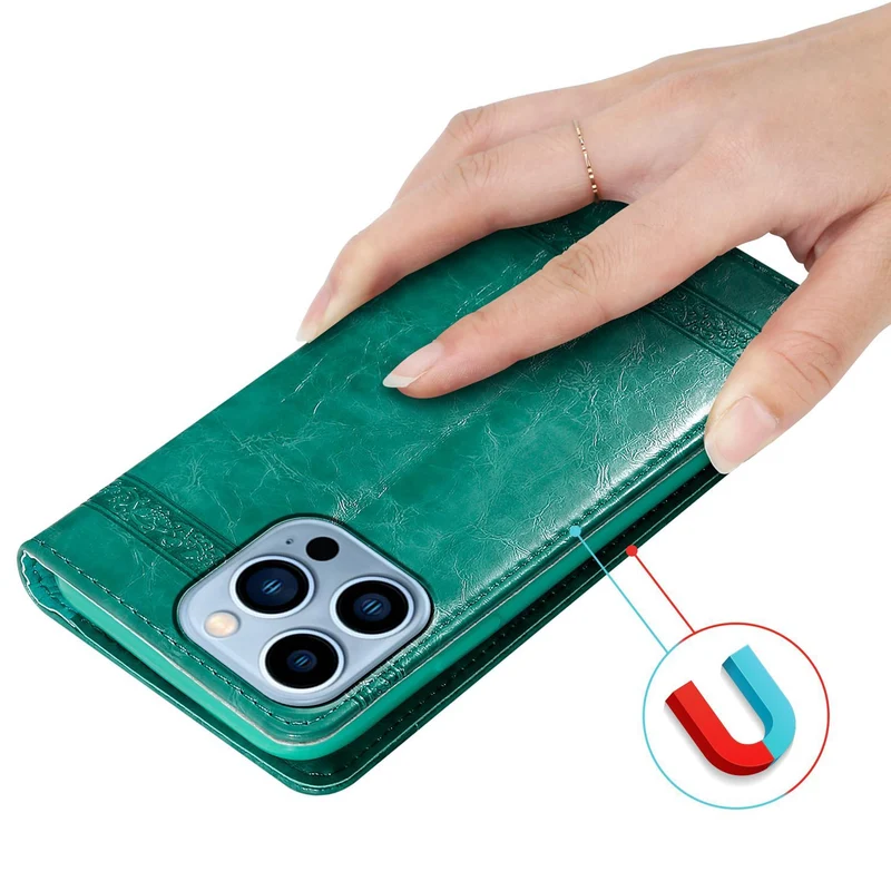 Cadorabo Hülle kompatibel mit Apple iPhone 13 PRO MAX mit Ornamenten - Schutzhülle mit Magnetverschluss, Standfunktion und Kartenfach