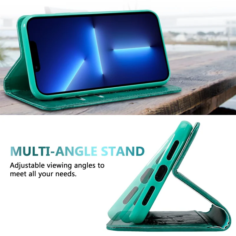 Cadorabo Hülle kompatibel mit Apple iPhone 13 PRO mit Ornamenten - Schutzhülle mit Magnetverschluss, Standfunktion und Kartenfach