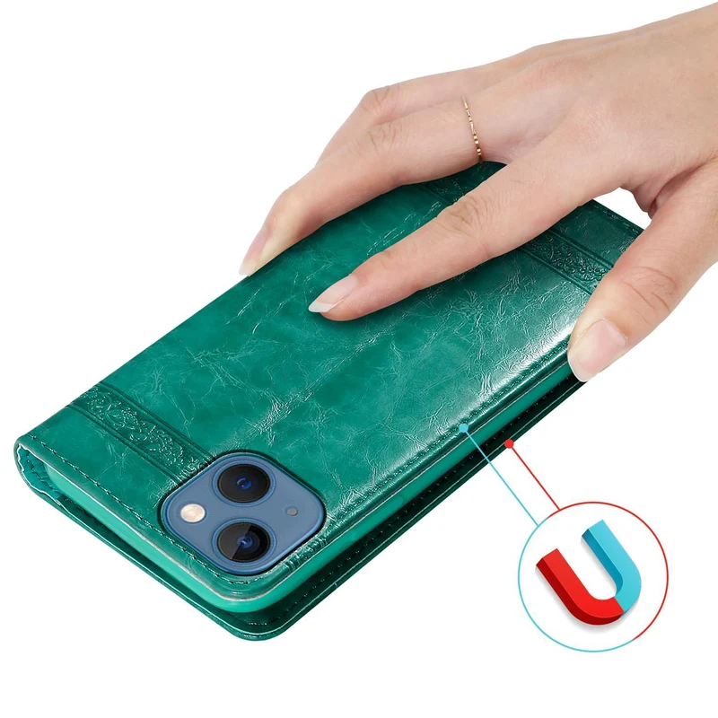 Cadorabo Hülle kompatibel mit Apple iPhone 13 MINI mit Ornamenten - Schutzhülle mit Magnetverschluss, Standfunktion und Kartenfach