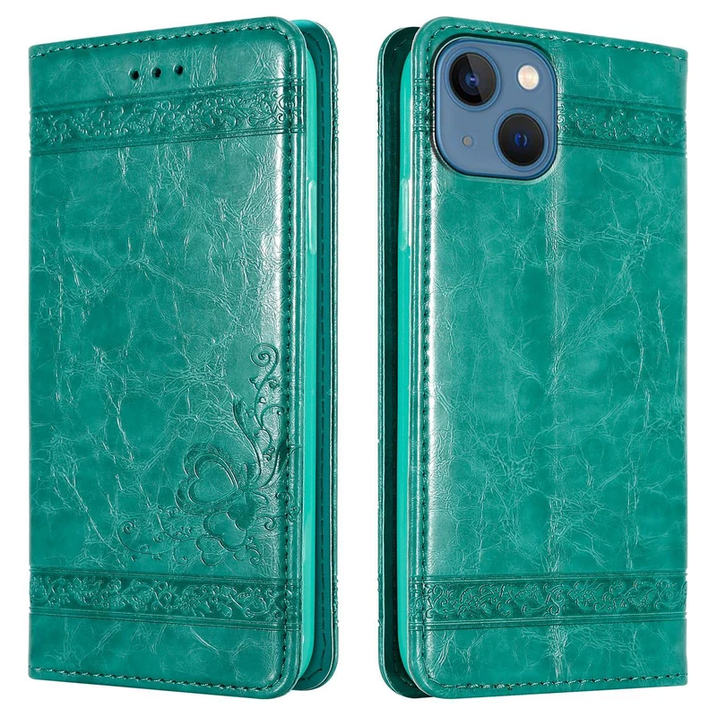Cadorabo Hülle kompatibel mit Apple iPhone 13 mit Ornamenten - Schutzhülle mit Magnetverschluss, Standfunktion und Kartenfach
