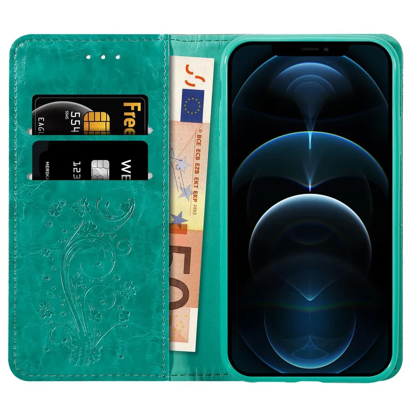 Cadorabo Hülle kompatibel mit Apple iPhone 12 PRO MAX mit Ornamenten - Schutzhülle mit Magnetverschluss, Standfunktion und Kartenfach
