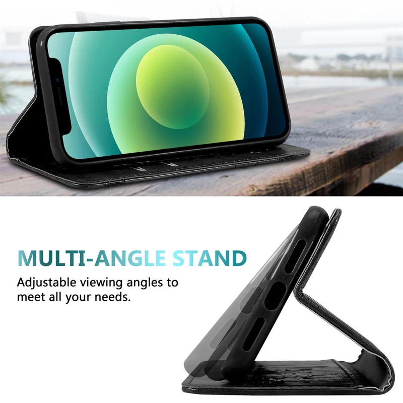 Cadorabo Hülle kompatibel mit Apple iPhone 12 MINI mit Ornamenten - Schutzhülle mit Magnetverschluss, Standfunktion und Kartenfach