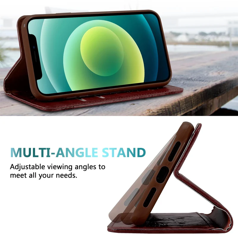 Cadorabo Hülle kompatibel mit Apple iPhone 12 MINI mit Ornamenten - Schutzhülle mit Magnetverschluss, Standfunktion und Kartenfach