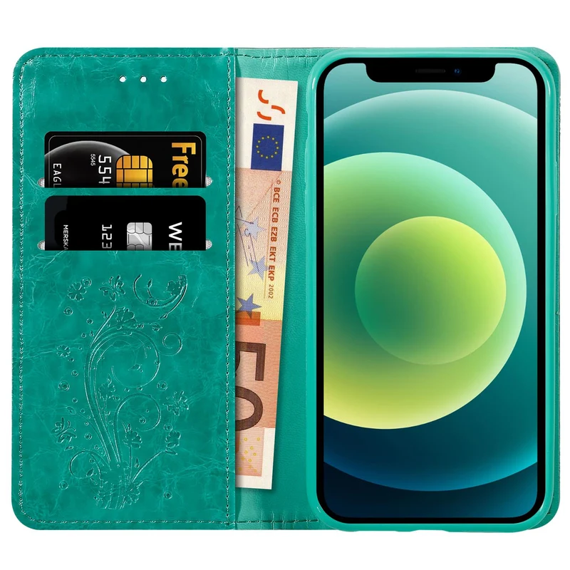 Cadorabo Hülle kompatibel mit Apple iPhone 12 MINI mit Ornamenten - Schutzhülle mit Magnetverschluss, Standfunktion und Kartenfach