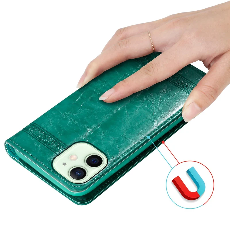 Cadorabo Hülle kompatibel mit Apple iPhone 12 MINI mit Ornamenten - Schutzhülle mit Magnetverschluss, Standfunktion und Kartenfach