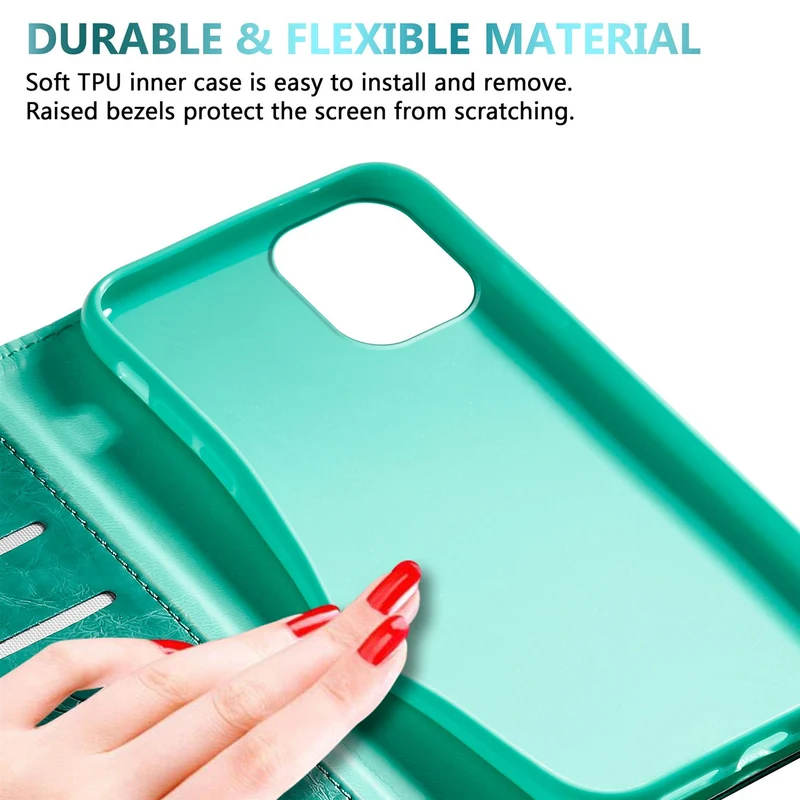 Cadorabo Hülle kompatibel mit Apple iPhone 12 MINI mit Ornamenten - Schutzhülle mit Magnetverschluss, Standfunktion und Kartenfach