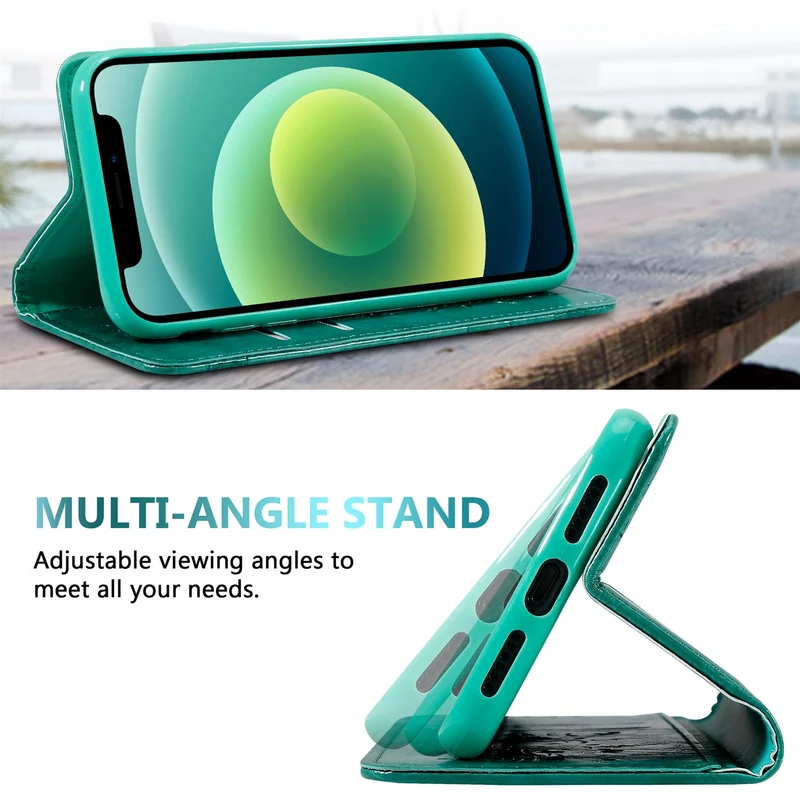 Cadorabo Hülle kompatibel mit Apple iPhone 12 MINI mit Ornamenten - Schutzhülle mit Magnetverschluss, Standfunktion und Kartenfach