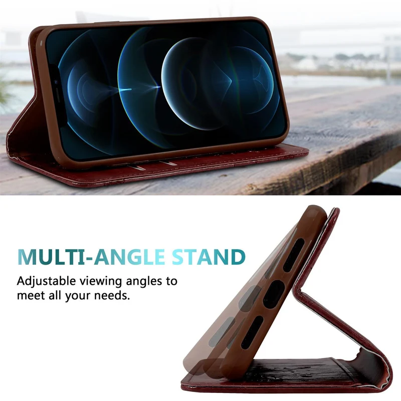 Cadorabo Hülle kompatibel mit Apple iPhone 12 / 12 PRO mit Ornamenten - Schutzhülle mit Magnetverschluss, Standfunktion und Kartenfach