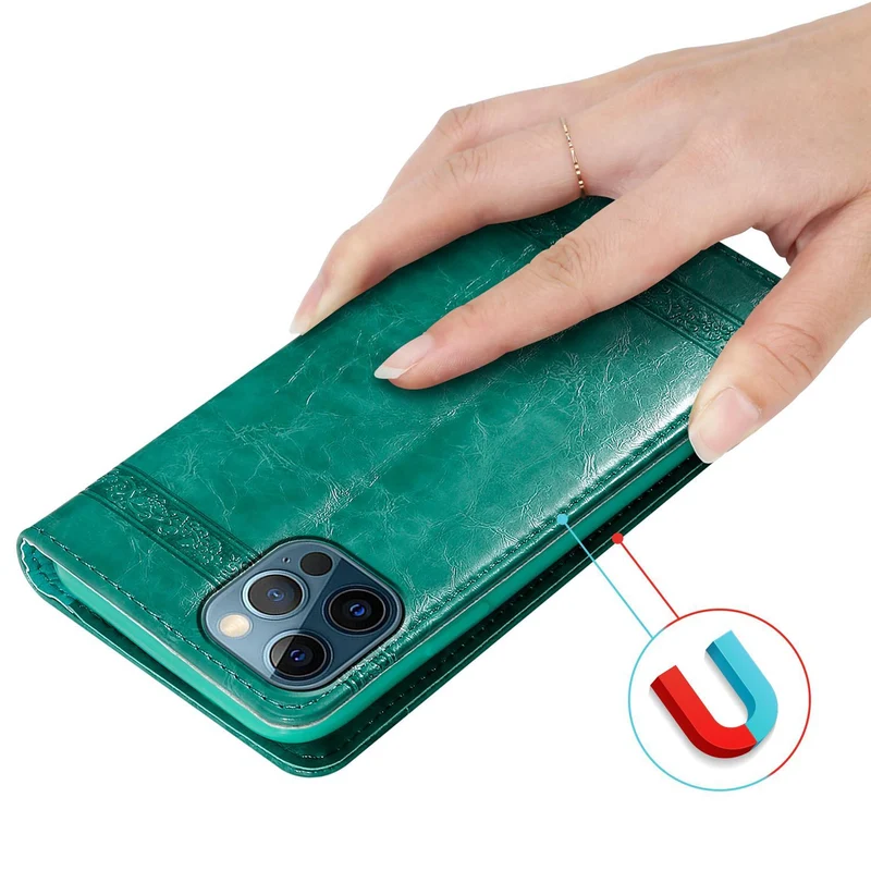 Cadorabo Hülle kompatibel mit Apple iPhone 12 / 12 PRO mit Ornamenten - Schutzhülle mit Magnetverschluss, Standfunktion und Kartenfach