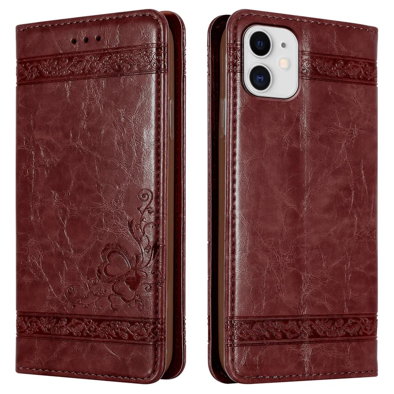 Cadorabo Hülle kompatibel mit Apple iPhone 11 mit Ornamenten - Schutzhülle mit Magnetverschluss, Standfunktion und Kartenfach