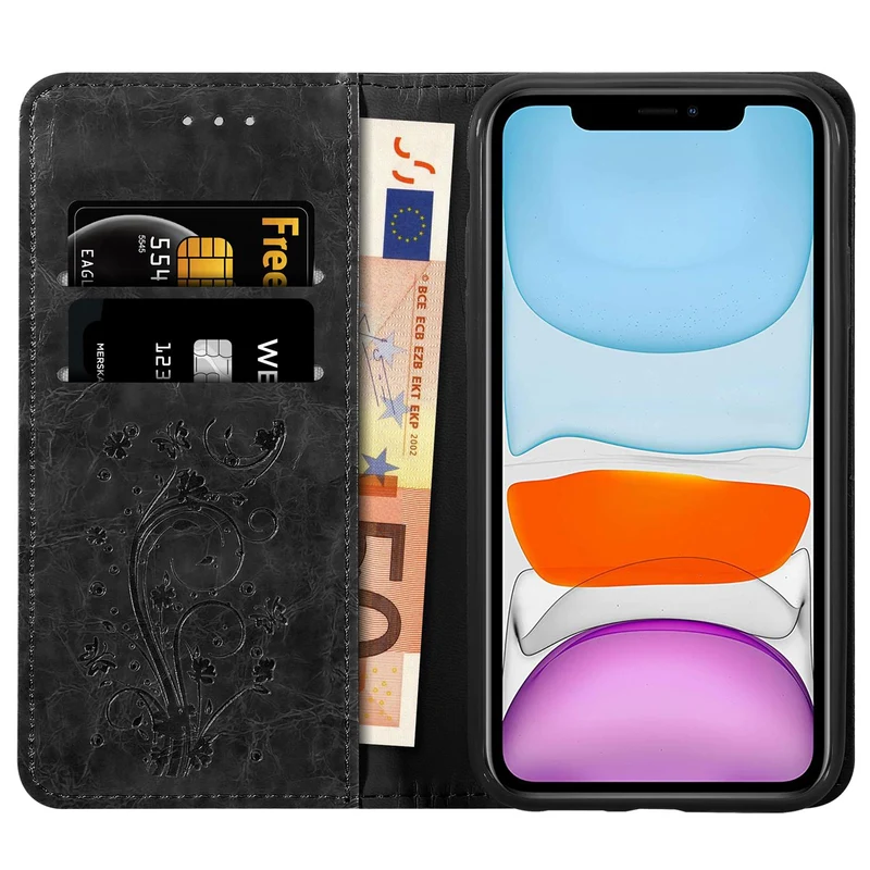 Cadorabo Hülle kompatibel mit Apple iPhone 11 mit Ornamenten - Schutzhülle mit Magnetverschluss, Standfunktion und Kartenfach