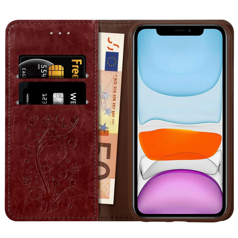 Cadorabo Hülle kompatibel mit Apple iPhone 11 mit Ornamenten - Schutzhülle mit Magnetverschluss, Standfunktion und Kartenfach