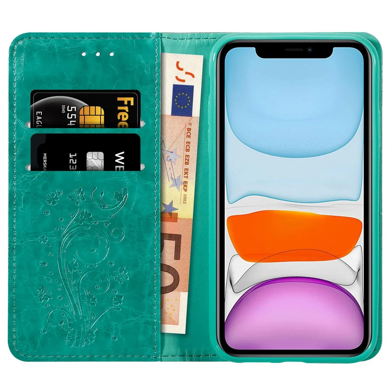Cadorabo Hülle kompatibel mit Apple iPhone 11 mit Ornamenten - Schutzhülle mit Magnetverschluss, Standfunktion und Kartenfach