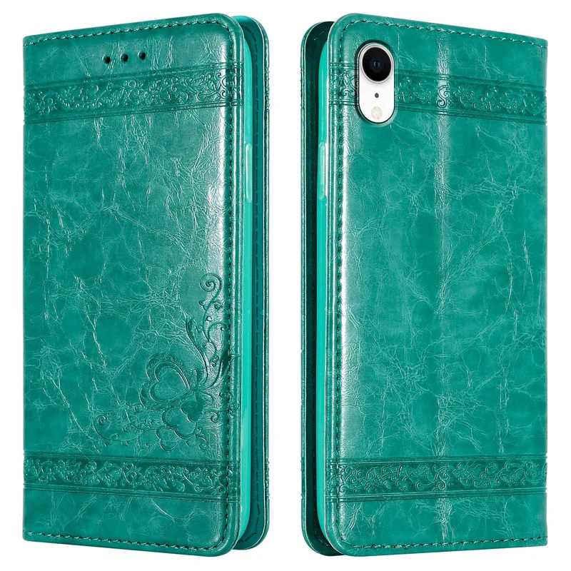 Cadorabo Hülle kompatibel mit Apple iPhone XR mit Ornamenten - Schutzhülle mit Magnetverschluss, Standfunktion und Kartenfach