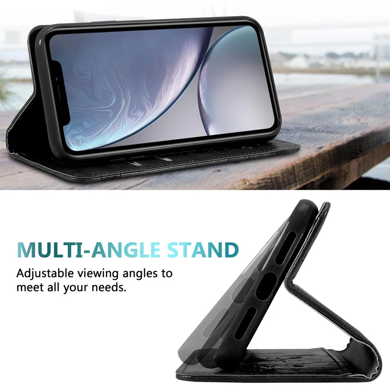 Cadorabo Hülle kompatibel mit Apple iPhone XR mit Ornamenten - Schutzhülle mit Magnetverschluss, Standfunktion und Kartenfach