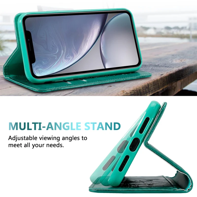 Cadorabo Hülle kompatibel mit Apple iPhone XR mit Ornamenten - Schutzhülle mit Magnetverschluss, Standfunktion und Kartenfach