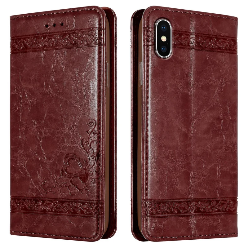Cadorabo Hülle kompatibel mit Apple iPhone XS MAX mit Ornamenten - Schutzhülle mit Magnetverschluss, Standfunktion und Kartenfach