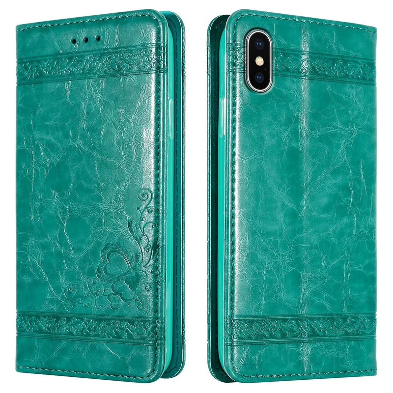 Cadorabo Hülle kompatibel mit Apple iPhone XS MAX mit Ornamenten - Schutzhülle mit Magnetverschluss, Standfunktion und Kartenfach