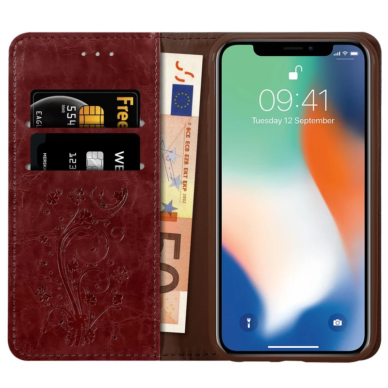 Cadorabo Hülle kompatibel mit Apple iPhone XS MAX mit Ornamenten - Schutzhülle mit Magnetverschluss, Standfunktion und Kartenfach