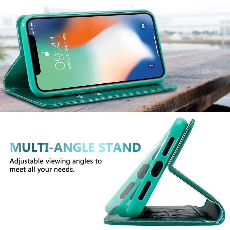 Cadorabo Hülle kompatibel mit Apple iPhone X / XS mit Ornamenten - Schutzhülle mit Magnetverschluss, Standfunktion und Kartenfach