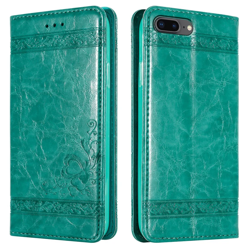 Cadorabo Hülle kompatibel mit Apple iPhone 7 PLUS / 7S PLUS / 8 PLUS mit Ornamenten - Schutzhülle mit Magnetverschluss, Standfunktion und Kartenfach