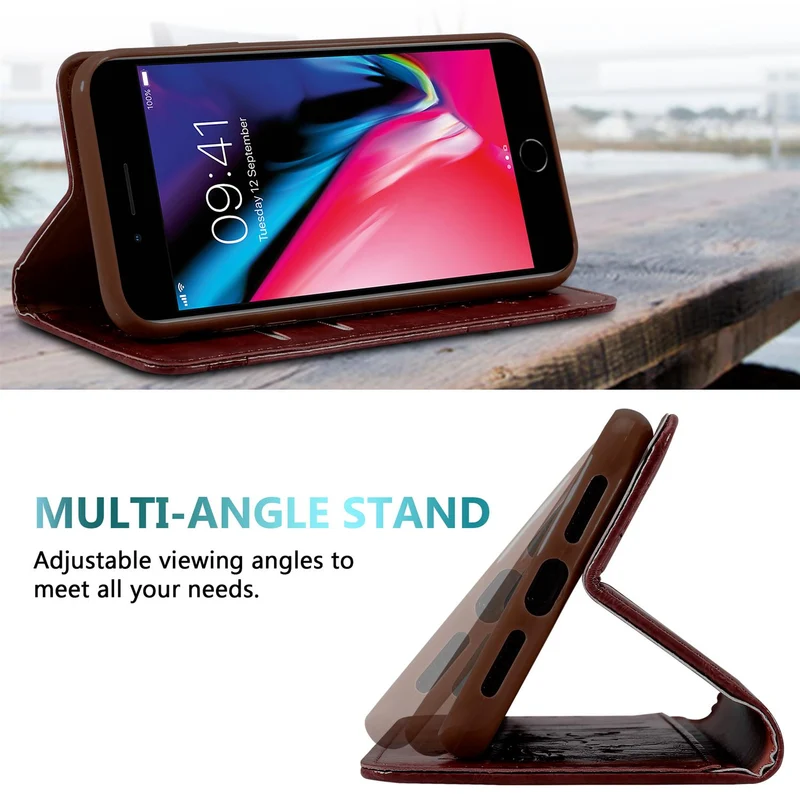 Cadorabo Hülle kompatibel mit Apple iPhone 7 PLUS / 7S PLUS / 8 PLUS mit Ornamenten - Schutzhülle mit Magnetverschluss, Standfunktion und Kartenfach