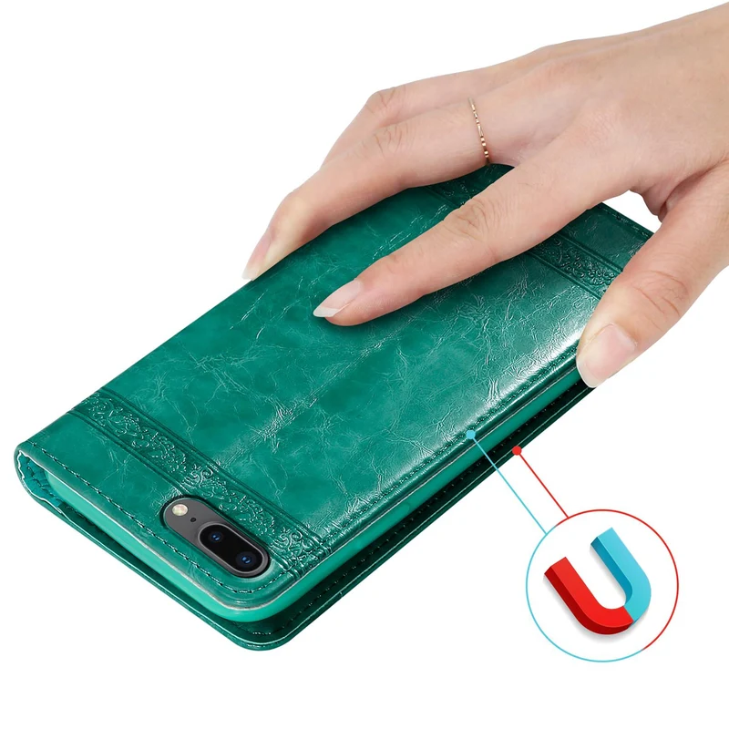 Cadorabo Hülle kompatibel mit Apple iPhone 7 PLUS / 7S PLUS / 8 PLUS mit Ornamenten - Schutzhülle mit Magnetverschluss, Standfunktion und Kartenfach
